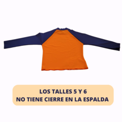 REMERA PROTECCIÓN UV SPEEDO INFANTIL PRINTED RASH TOP NARANJA AZUL (753) - tienda online