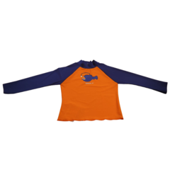 REMERA PROTECCIÓN UV SPEEDO INFANTIL PRINTED RASH TOP NARANJA AZUL (753)