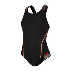 ENTERIZA SPEEDO FIT POWERMESH PRO MUJER POWERFLEX+ NEGRO NARANJA (557) - comprar online