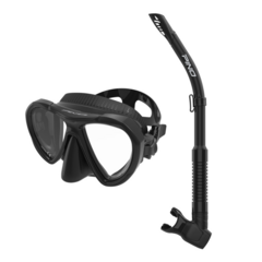 SET SNORKEL Y MÁSCARA PINO ALASKA ADULTO BUCEO SNORKELING BLACK BLACK