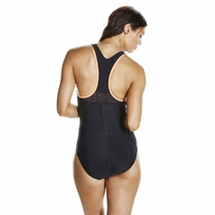 MALLA ENTERIZA NATACIÓN SPEEDO FIT PRO POWERFLEX+ MUJER NEGRO NARANJA (557) en internet