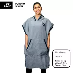 PONCHO AQUON WINTER CAMBIADOR TOALLA ADULTO NATACIÓN DEPORTE GRIS - tienda online