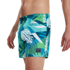 MALLA NATACIÓN SHORT SPEEDO PRINTED LEISURE 14 HOMBRE AZUL BLANCO (703) - SOLO NATACIÓN