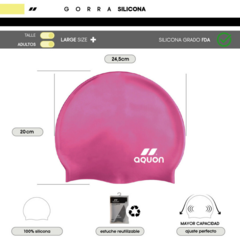 GORRA DE NATACIÓN AQUON SILICONA ADULTO LARGE SIZE SWIM CAP ROSA - comprar online