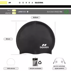 GORRA DE NATACIÓN AQUON SILICONA ADULTO LARGE SIZE SWIM CAP NEGRO - comprar online