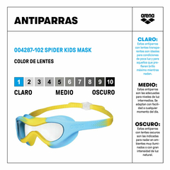 ANTIPARRAS ARENA SPIDER KIDS MASK LIGHT CLEAR YELLOW LIGHT BLUE (102) - comprar online