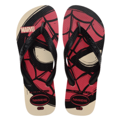 OJOTAS HAVAIANAS TOP MARVEL LOGOMANÍA HOMBRE SPIDER MAN BEIGE (0121)