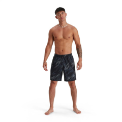 WATERSHORT SPEEDO SPORT ALLOVER HOMBRE NEGRO GRIS (552)