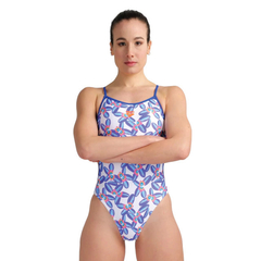 ENTERIZA NATACIÓN ARENA SPRING LACE BACK ALLOVER MAXLIFE ECO NEON BLUE MULTI (950)