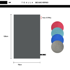 TOALLA DE MICROFIBRA AQUON SECADO RÁPIDO LISA 125 CM X 75 CM TURQUESA - comprar online