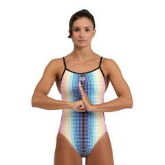 ENTERIZA NATACIÓN ARENA CIRCLE STRIPE LACE MUJER MAXLIFE ECO BLACK MULTI (550)