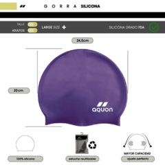 GORRA DE NATACIÓN AQUON SILICONA ADULTO LARGE SIZE SWIM CAP VIOLETA - comprar online