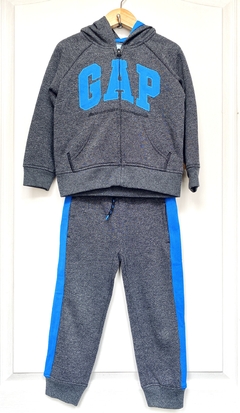 4A | GAP | 2 piezas conjunto camperita y jogging forrados frisa gris jaspeado logo azul - comprar online