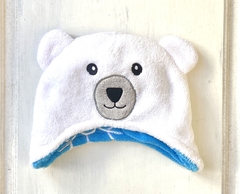 Talle bb/niño | Flapjack Kids | gorro blanco celeste oso polar y nieve reversible - comprar online