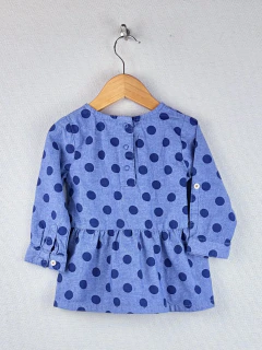 18m | Carters | camisola jean liviano celeste lunares grandes azules - comprar online