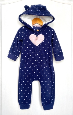 PLAY (*) | 12m | Carter's | enterito pijama abrigado polar azul con corazones - comprar online