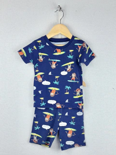 PLAY | 2A | Carters | pijama 2 piezas azul 100 % algodon monos palmeras