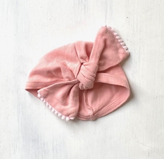 Aprox 0/6m | gorro turbante rosa con pompones en moño - comprar online