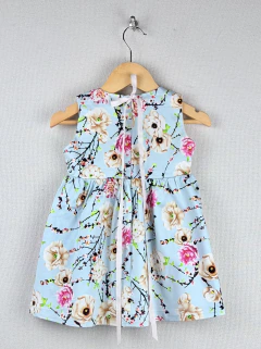 24m | Little Akiabara | vestido fiesta celeste flores blancas forrado rosa - comprar online