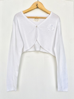 11/12A | Zara | saquito torerita blanca hilo aplique flor blanca - comprar online