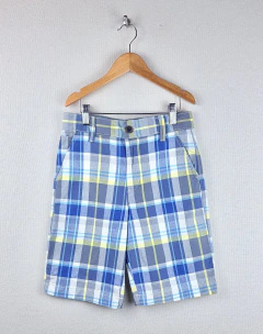 10A | OshKosh | bermuda cuadrille celeste amarillo gris cintura regulable