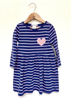 PLAY | 1.5/2A | H&M | vestido mangas largas rayado azul y rosa con corazon - comprar online