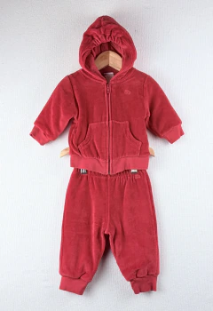 S (3/6m) | Cheeky | conjunto abrigado plush rojo forrado en algodon