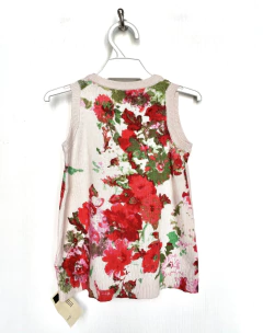 3m (se ve 3/6m) | Little Akiabara | vestido musculosa hilo beige rosa flores rojas en internet