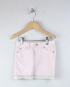 NUEVO | 3/4A | H&M | pollera rosa terminacion puntilla cintura regulable