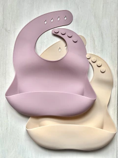 0/24 | Moonkie | Babero silicona nuevo x2 beige / rosa