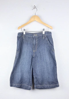 NUEVO | 12A | Old Navy | bermuda jean carpintero azul costuras doradas cintura regulable