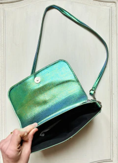 Todo moda | Cartera de fiesta verde esmeralda con circulo de metal - comprar online