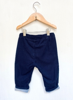 6/9m | H&M | pantalon corderoy azul medianoche interior algodon gris cintura ajustable - comprar online