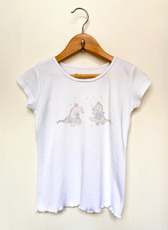 PLAY | 2A (amplio) | Baby Cottons | remera pijama manga corta algodon pima blanca dinosaurious bailarines