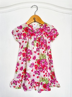 XL (12m) | Cheeky | vestido liviano solero flores rojas violetas 4 botones