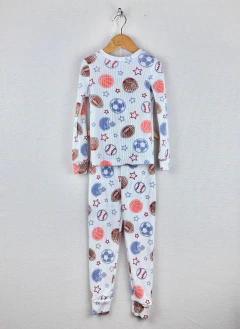 NUEVO | 5A (chico/justo) | Saint Eve | pijama 2 piezas crudo panal de abeja pelotas deportes poliester