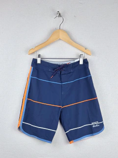 PLAY | aprox 7/8A | Billabong | traje de baño malla bermuda azul lineas naranja blanca celeste