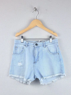 14A | Cheeky | short de jean celeste claro flecos onda rotura cintura ajustable