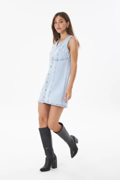 VESTIDO AZUL NEVADO RIGIDOCON BOTONES - AMAZONAS - STRIVEN JEANS