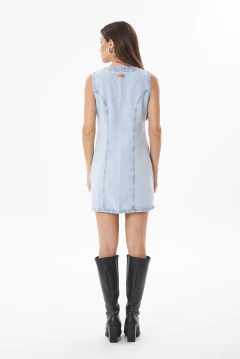 VESTIDO AZUL NEVADO RIGIDOCON BOTONES - AMAZONAS - tienda online