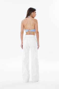 WIDE LEG BLANCO CON COSTURA DIAGONAL Y STRASS - PERLA en internet