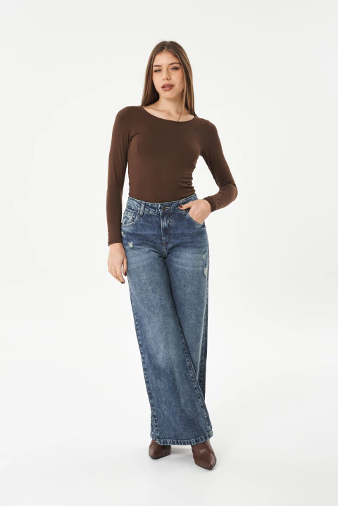 WIDE LEG MATIZADO CON ROTURAS - SILOLI - comprar online