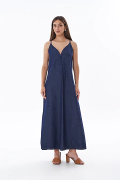 VESTIDO RIGIDO AZUL LARGO - YUNGA - comprar online