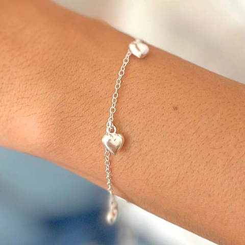 PULSERA CORAZONES GRANDES- PLATA 925 - comprar online