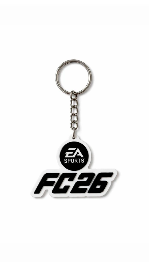 LLAVERO 3D FC 26 BLANCO CON LOGOS NEGROS