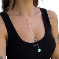 colar gravatinha ametista - amazonita - comprar online