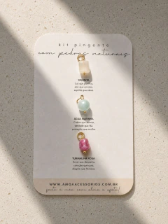 Kit pingente | selenita, água marinha e turmalina Rosa - comprar online