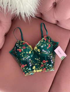 Corset Push-up Floreado Verde - comprar online