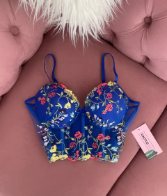 Corset Push-up Floreado Azul - CactusInd