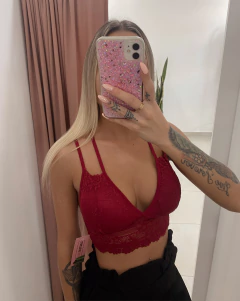 Top Encaje Push-up Cami Rosa - CactusInd